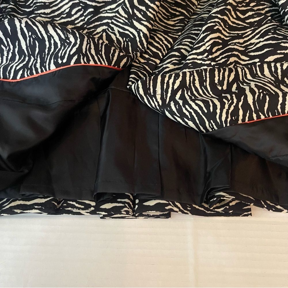 Sandro Black Cream Zebra Print Peplum Raincoat Jacket NWOT Size S EuroGirl - Picture 8 of 13